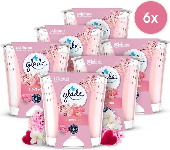 Glade Geurkaars - I Love You Kaars - Raapzaad wax - 27H branduren - 6 x 112G