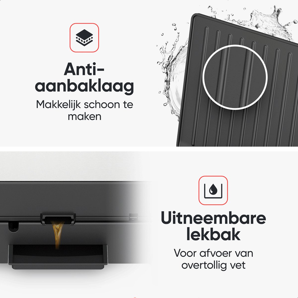 Kitchenwell Contactgrill - Tosti apparaat - Grill apparaat - Uitneembare platen - Anti-aanbaklaag - 3-in-1 -180 °C grill - Vaatwasserbestendig — cadeau in Kookcadeaus - foto 3