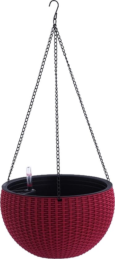 jardinière suspendue avec réservoir et indicateur d'eau_Rouge