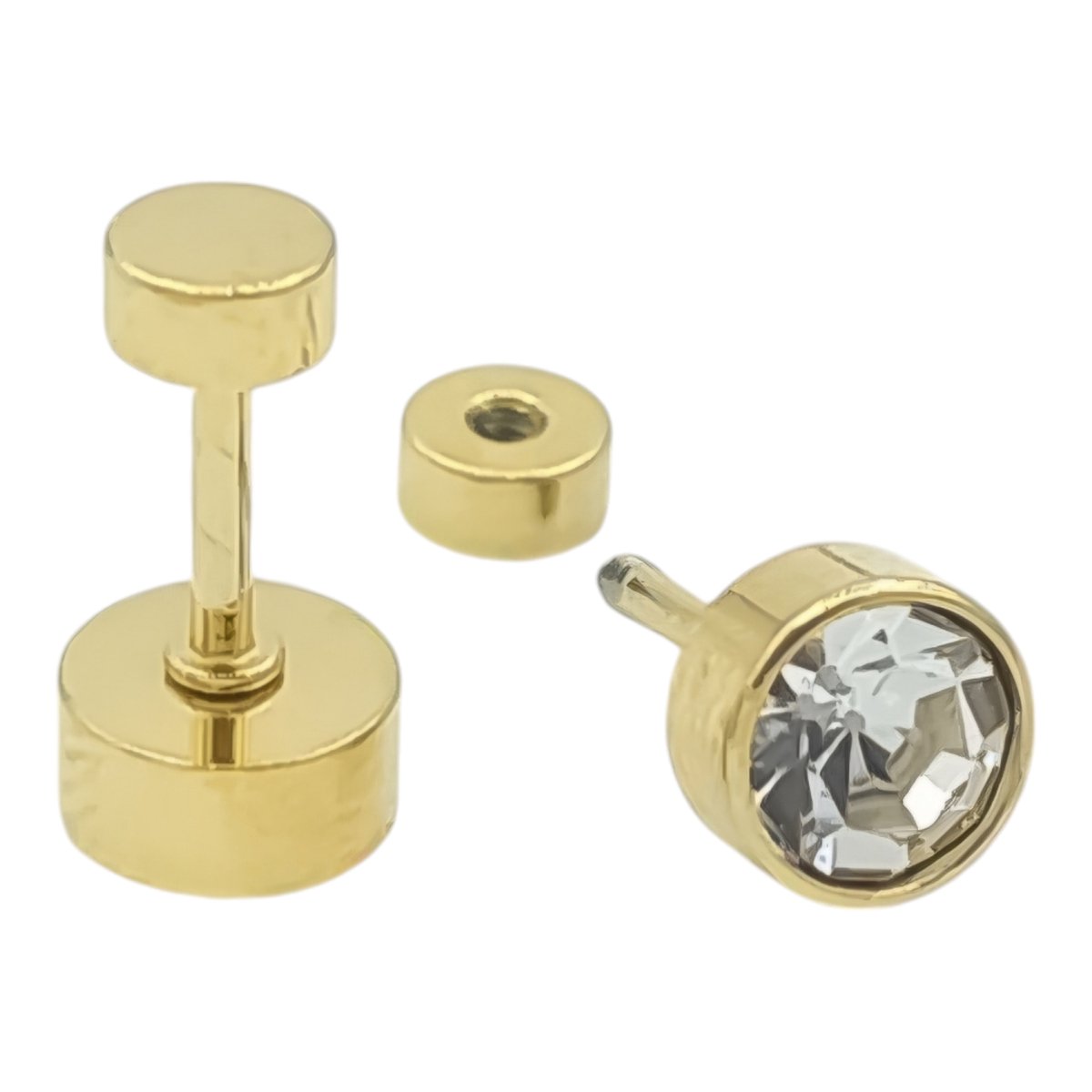 Oorknoppen zirkoon steentje - Premium gold-plated staal - 5 mm - Goudkleurig