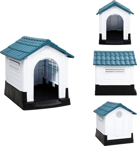 vidaXL Hondenhok - Hondenhokken - Honden Hok - Hondenhuis - Hondenhok 57x68x66 cm polypropeen blauw
