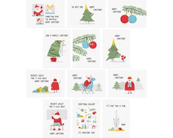 12x hippe gekleurde kerstkaarten (A6 formaat) - kerst kaarten om te versturen - kaartenset - kaartjes blanco - kaartjes met tekst - luxe kerstkaarten - feestdagenkaarten - kerstkaart - wenskaarten
