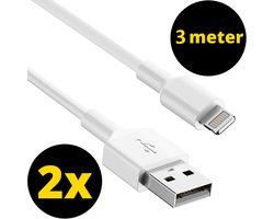 2x Oplader kabel 3 meter geschikt voor iPhone - Kabel geschikt voor lightning - Oplaadkabel - USB kabel - Lader kabel