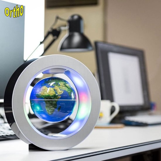 Ortho® - Globe flottant magique - Accessoire de bureau unique - Veilleuse - Eclairage LED - Globe magnétique - Groot modèle