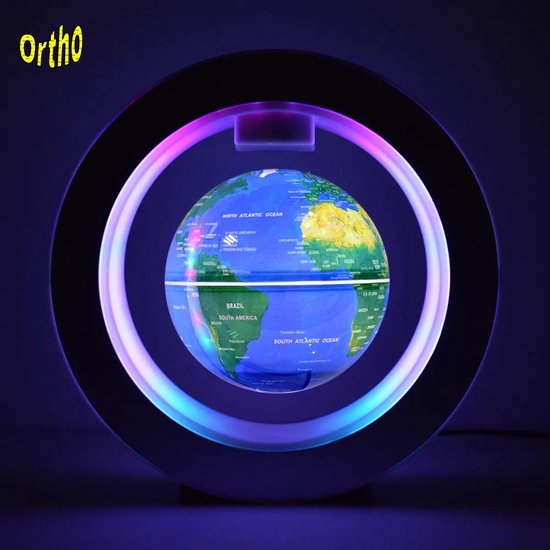 Ortho® - Globe flottant magique - Accessoire de bureau unique - Veilleuse - Eclairage LED - Globe magnétique - Groot modèle