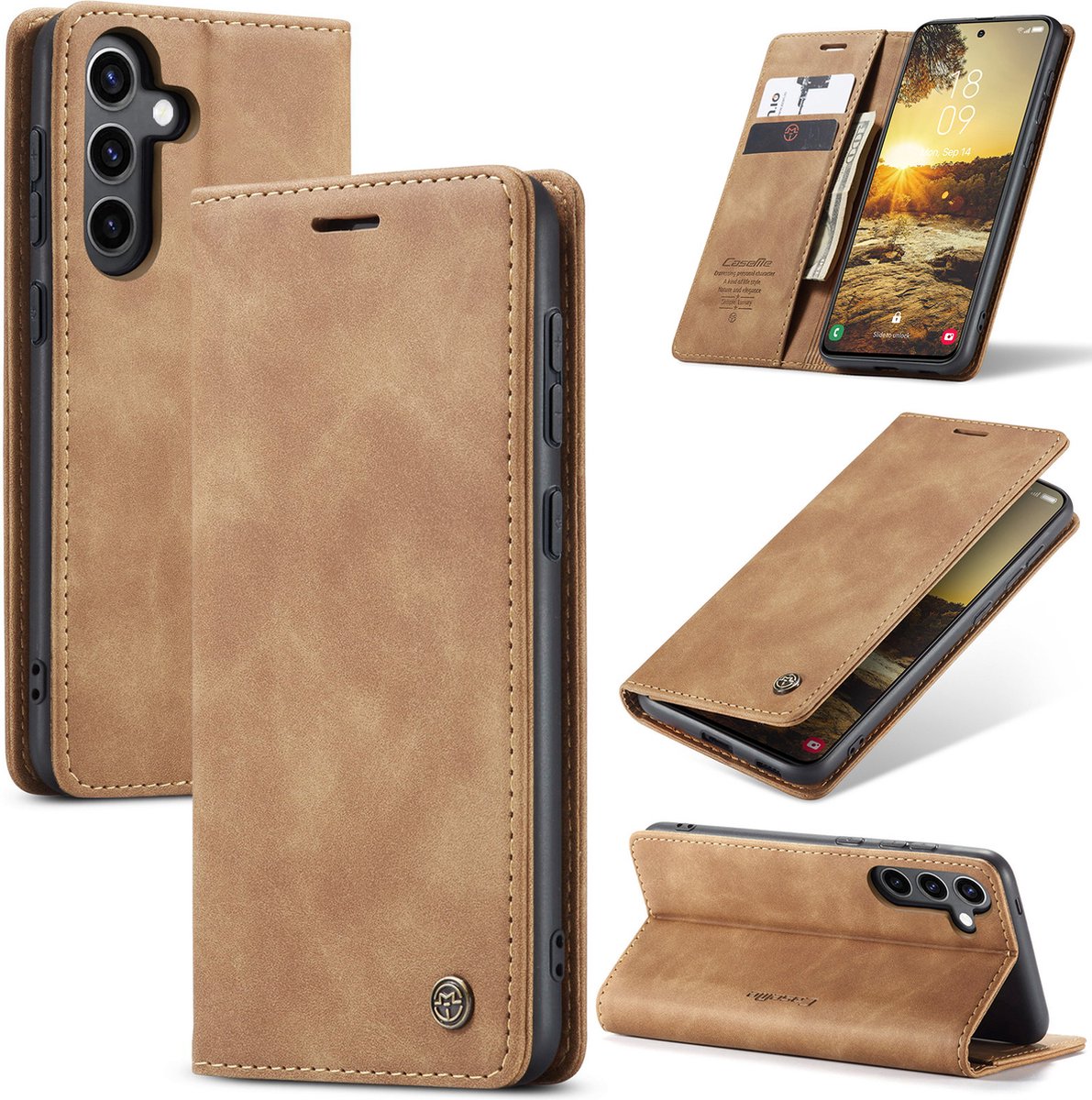 CaseMe Hoesje - Geschikt voor Samsung Galaxy S24 FE Hoesje - CaseMe 013 Book Case - Bruin