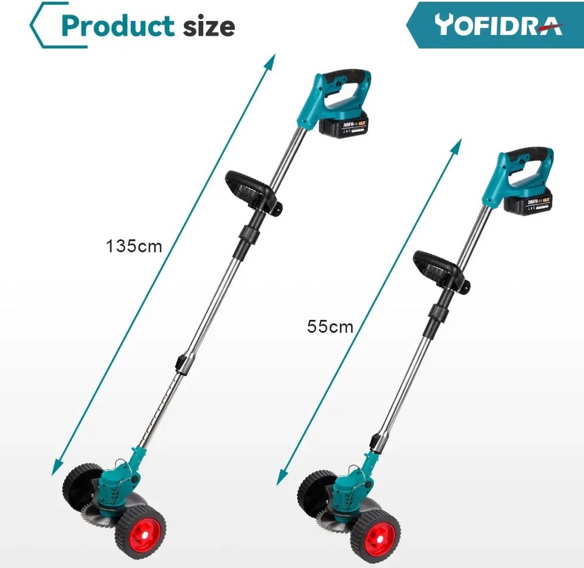 Yofidra Grastrimmer - Accu Grasmaaier - Grasmaaier Elektrisch - Bosmaaier - Handmaaier - 2 Accu's - Elektrische grasmaaier met benodigde accessoires thumbnail 4