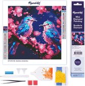 Figured' Art Mini Peinture de diamants Set Adultes 25x25 cm Vogels Bleus Scintillants - 5D DIY Art Foret Complet Diamant Rond - Toile roulée