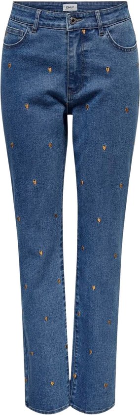 Only Jeans Onlriley Ex Hw Straight Emb Gua Dnm 15339760 Blue Medium Den/emb Taille femme - W28