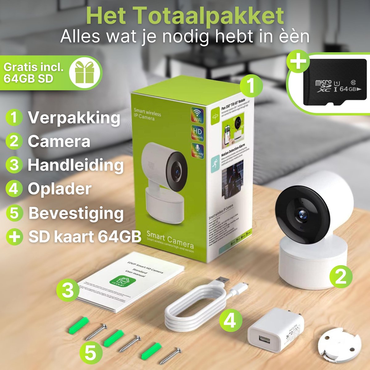 Afbeelding 3 van HB Babyfoon 2K HD WIFI - Babyfoon met camera - Babyfoon - Op afstand bestuurbaar - Video & Audio - Baby monitor - Smart App Functie - Incl. 64GB Micro-SD Kaart - 2.4 GHz - Wit