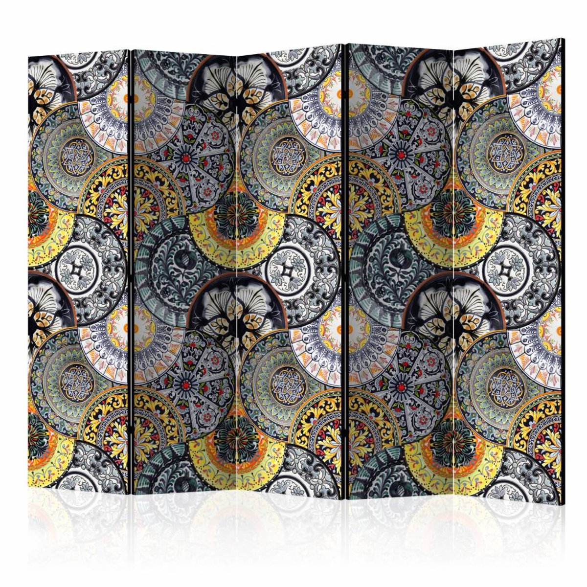 Vouwscherm - Geschilderd exotisme 225x172cm , gemonteerd geleverd, dubbelzijdig geprint (kamerscherm)