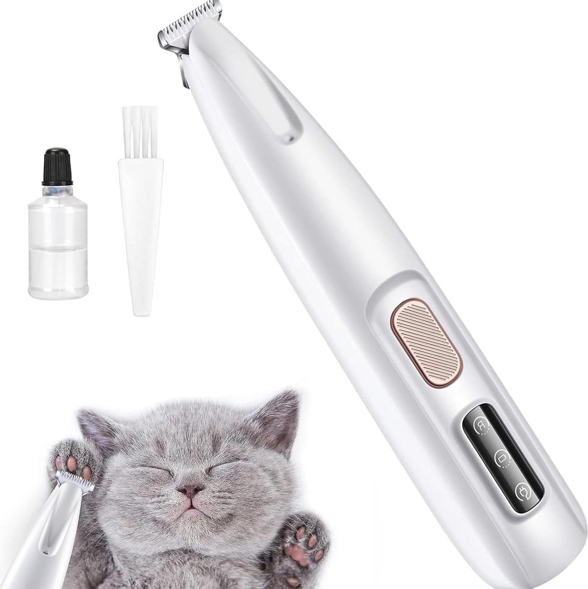Stille hondentondeuse - draadloze tondeuse voor huisdieren met LED-licht - hond kat trimmer met LED-display - waterdicht oplaadbaar scheerapparaat Hondentondeuse dikke vacht