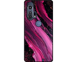 Smartphonica Telefoonhoesje Geschikt voor Motorola Edge Plus met marmer opdruk - TPU backcover case marble design - Paars Roze geschikt voor Motorola Edge Plus