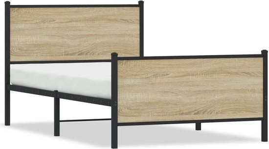 vidaXL - Cadre de lit - sans - matelas - métal - Sonoma - couleur chêne - 107x203 - cm