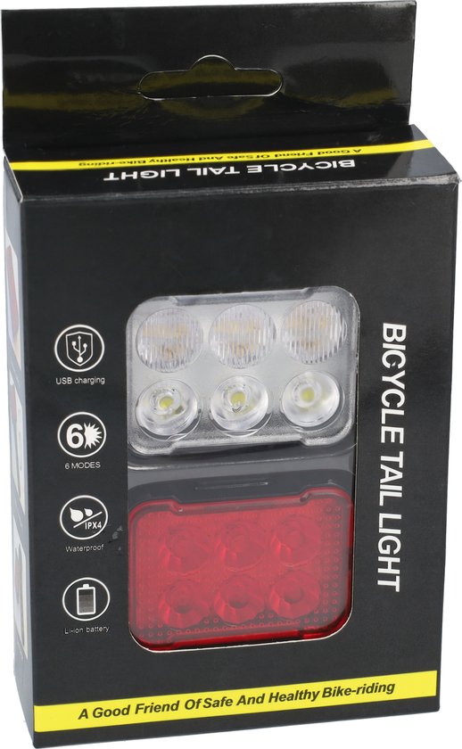 LED fietslampen - Voor- en achterlicht fiets - Fietslichten - Zeer compacte fietslampjes - 3,7V - 6 verschillende standen - USB-C oplaadbaar - Zwart — afbeelding 3