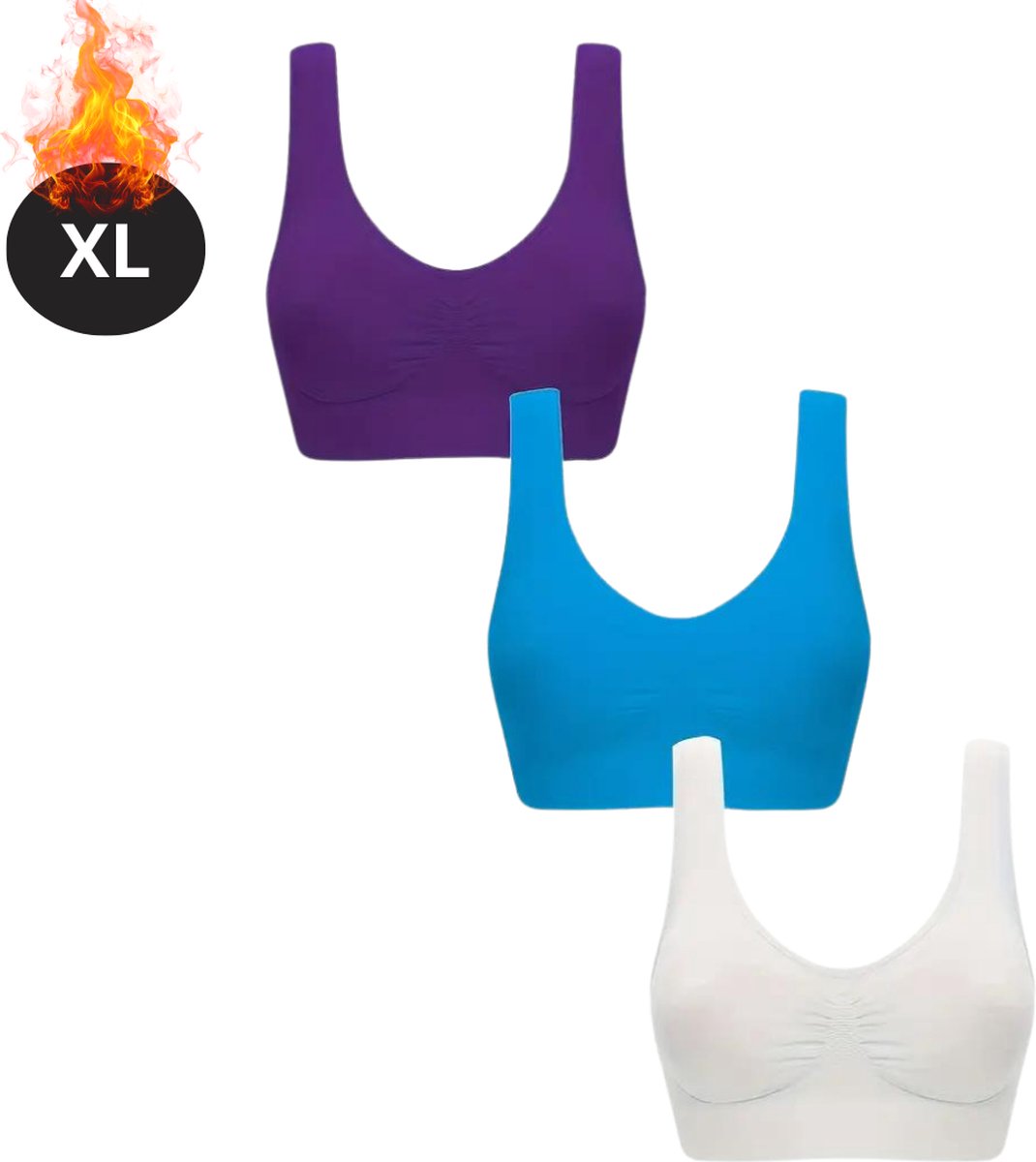 Nivard BH Set Zonder Beugel - Zonder Bandjes - Push-up Bh's - Comfort Beha - Comfortabel - Sterk - Dames - 3 Pack - Gemengd 4