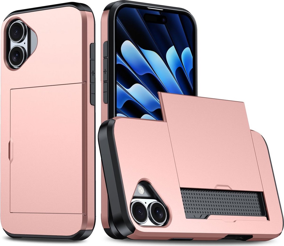 Mobigear Hoesje geschikt voor Apple iPhone 16 Plus Telefoonhoesje met Kaarthouder Hardcase | Mobigear Card Backcover Shockproof met Pasjeshouder | Kaarthouder voor 2 Pasjes | Hoesje voor Pinpas / OV Kaart / Rijbewijs | Schokbestendig iPhone 16 Plus