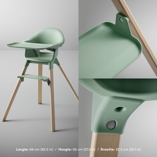 Stokke Clikk Kinderstoel, Clover Green - Alles-in-één kinderstoel met dienblad + harnas - Licht, duurzaam, fijn voor onderweg - Geschikt voor 6-36 maanden of maximaal 15 kg van Stokke — afbeelding 2