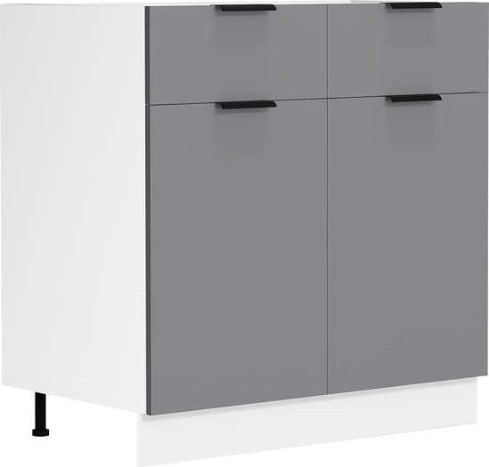VCM Küchenschrank Fasola 82x80x46cm - Unterschrank Mit 2 Türen & Schubladen