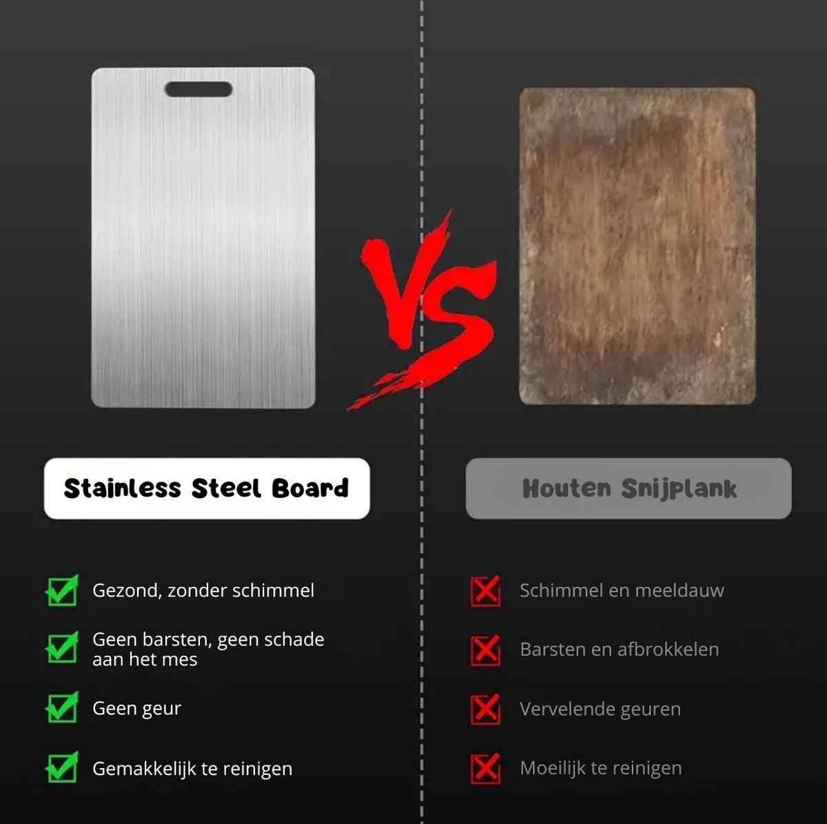 2x Snijplank - Snijplankenset - Vaatwasser Bestendig - Antibacteriëel - RVS Snijplank - 34x23CM & 25x15CM - Cutting Board — afbeelding 4