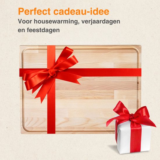 Pazzo Goods® Planche à découper en bois avec canal à sève – 100 % bois de hêtre – Bloc à découper – Planche à boissons – Cadeau de pendaison de crémaillère – 40x30x4 cm
