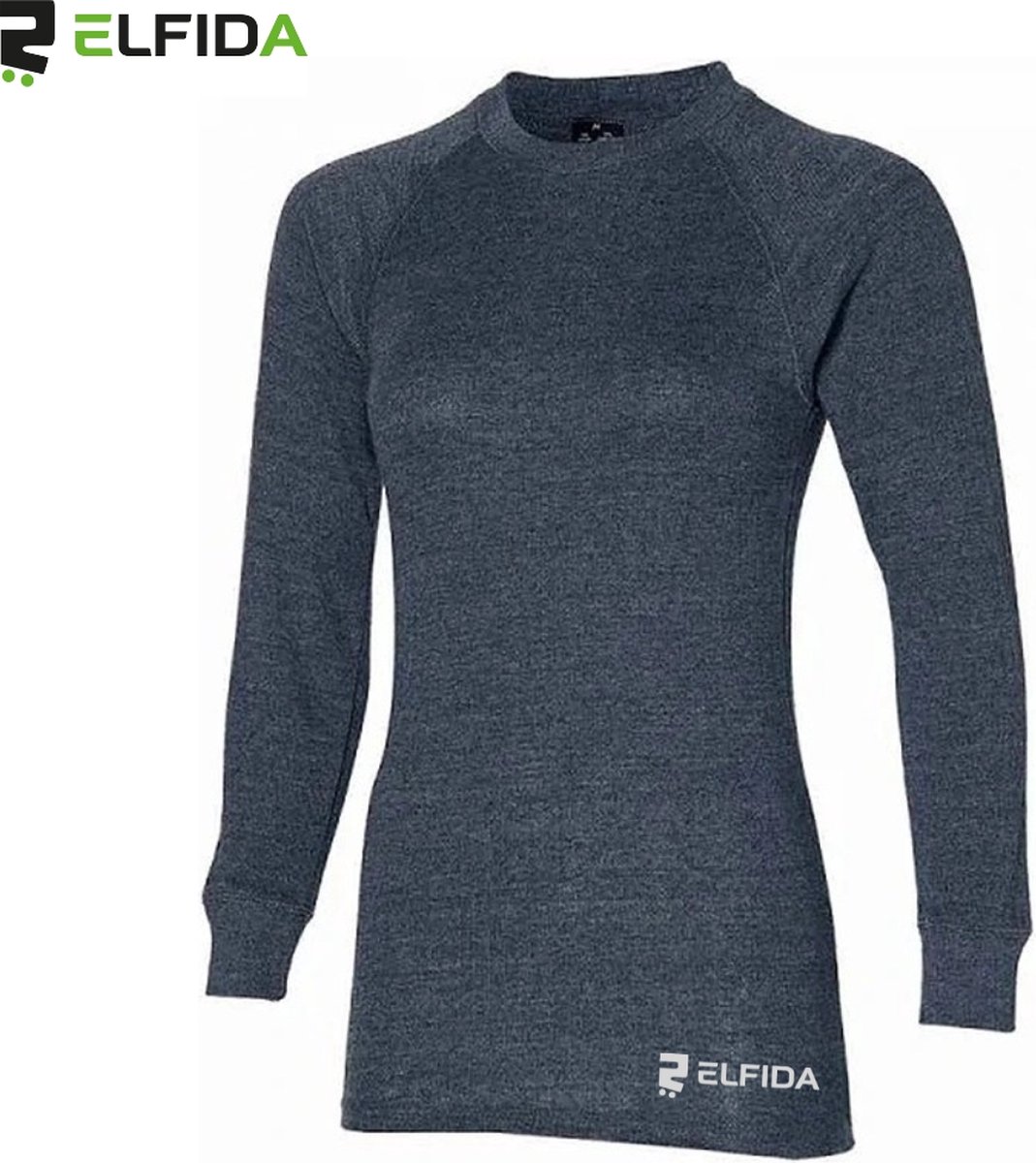 Elfida – Thermoshirt Dames – Thermokleding met Lange Mouwen – Thermo Shirt Antraciet – Thermo Ondergoed Dames – Maat M