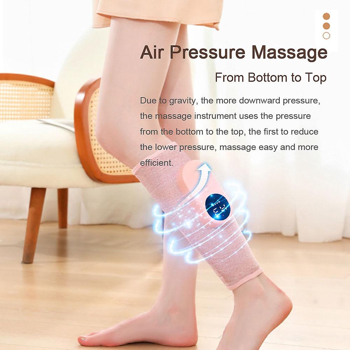Beenmassage apparaat -Kuit massage -Beenmassage apparaat bloedsomloop -Voetmassage apparaat-Beenmassager - Draadloze Massage - Luchtcompressie - Verlicht Beenpijn - Verstelbare Intensiteit thumbnail 5