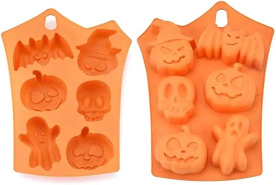 DW4Trading Siliconen Mal Halloween 6 Stuks - Kaarsen - Gips & Epoxy Gieten - Zeep - Cake Chocolade Fondant