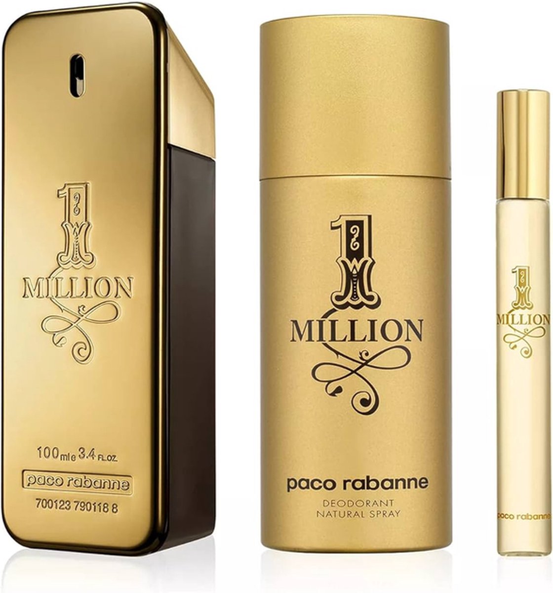 Paco Rabanne 1 Million Eau De Toilette Spray 100ml Set + Deo 150 ml + EDT 10 ml – foto 3