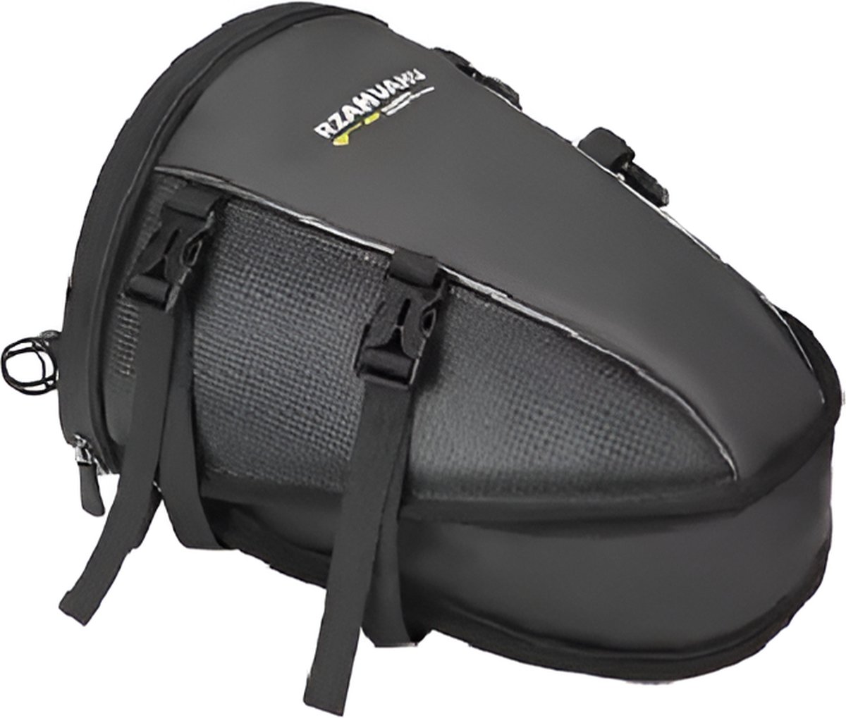 CarryQuest® - Motor Rugzak - Zadeltas Motor - Waterdichte Motorfiets Rugzak - Lichtgewicht & Uitbreidbaar van 7 tot 13 Liter - Zwart - Comfortabel Draaggemak