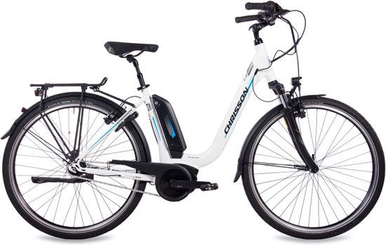 Chrisson E-Cassiopea Elektrische Fiets 28 Inch - E-bike 50 cm - Middenmotor - Damesfiets - 7 Versnellingen - V-Brakes - Matwit