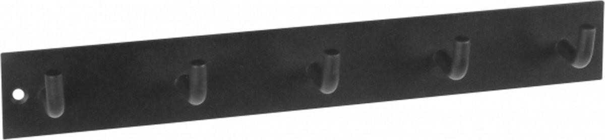 Siro Kapstok - 5 ophang haken - metaal - mat zwart - 11 x 36 cm - ruimtebesparend - wandkapstok
