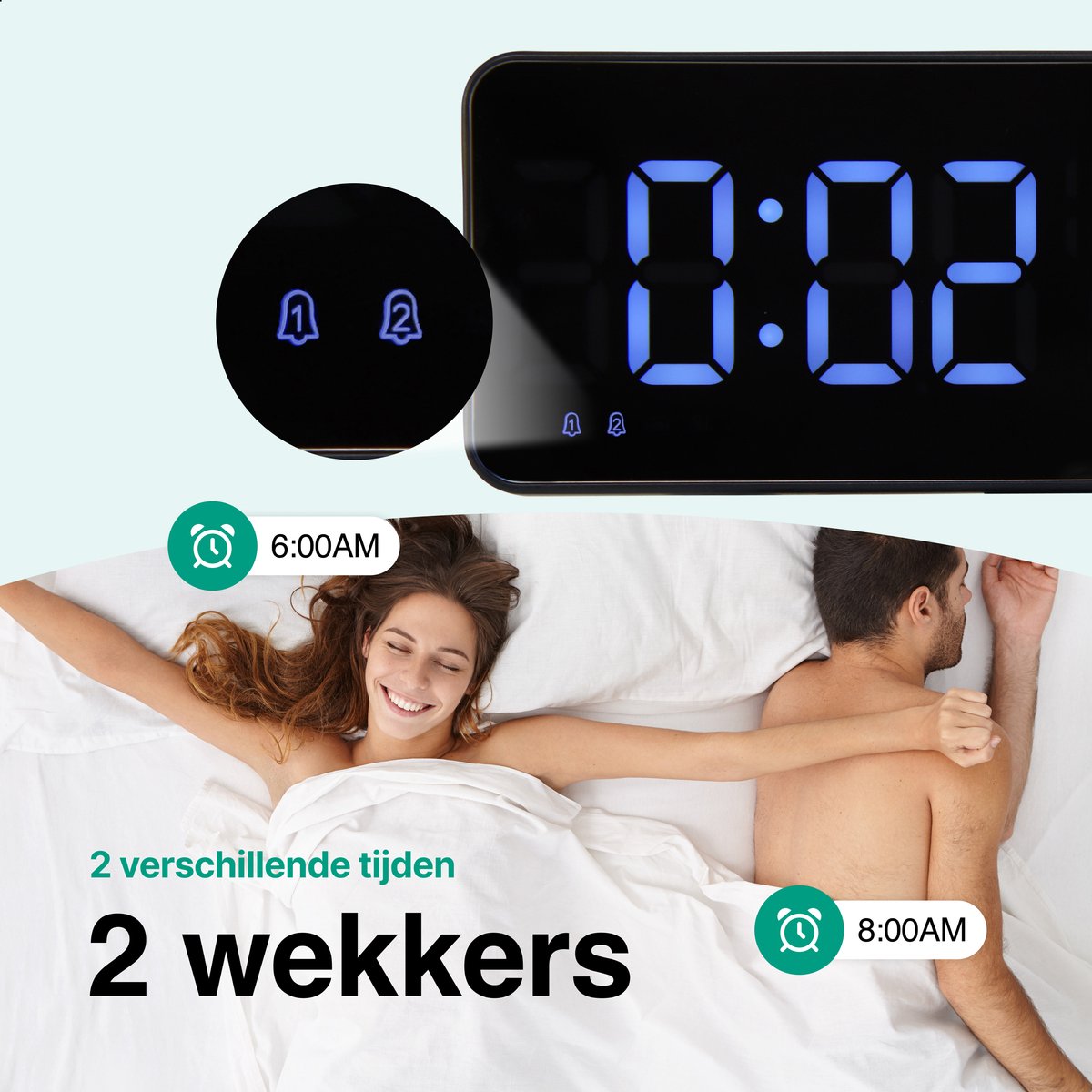 Mrs. Jones Digitale Wekkerradio Met 6 Helderheidsniveaus Van Het Scherm En 4 Helderheidsniveaus Projectie Wekker Met Nachtlampje En Sluimerfunctie Fm Projectie 8721254041183
