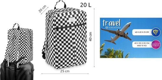 Foto: Reisrugzak 40 x 20 x 25 cm handbagage voor vliegtuig wizzair ryanair 20l de praktische rugzak is perfect voor reizen werk en dagelijks gebruik super lichtgewicht lichte handbagage rugzak reistas weekendtas