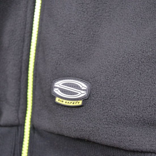Zwart microfleece detail met SIR SAFETY logo.