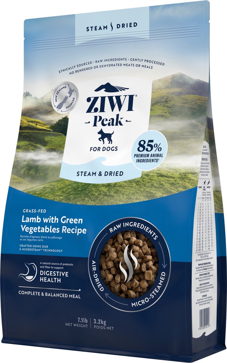 Ziwi Peak Steam & Dried hondenvoeding - Lam - 3,2 kg