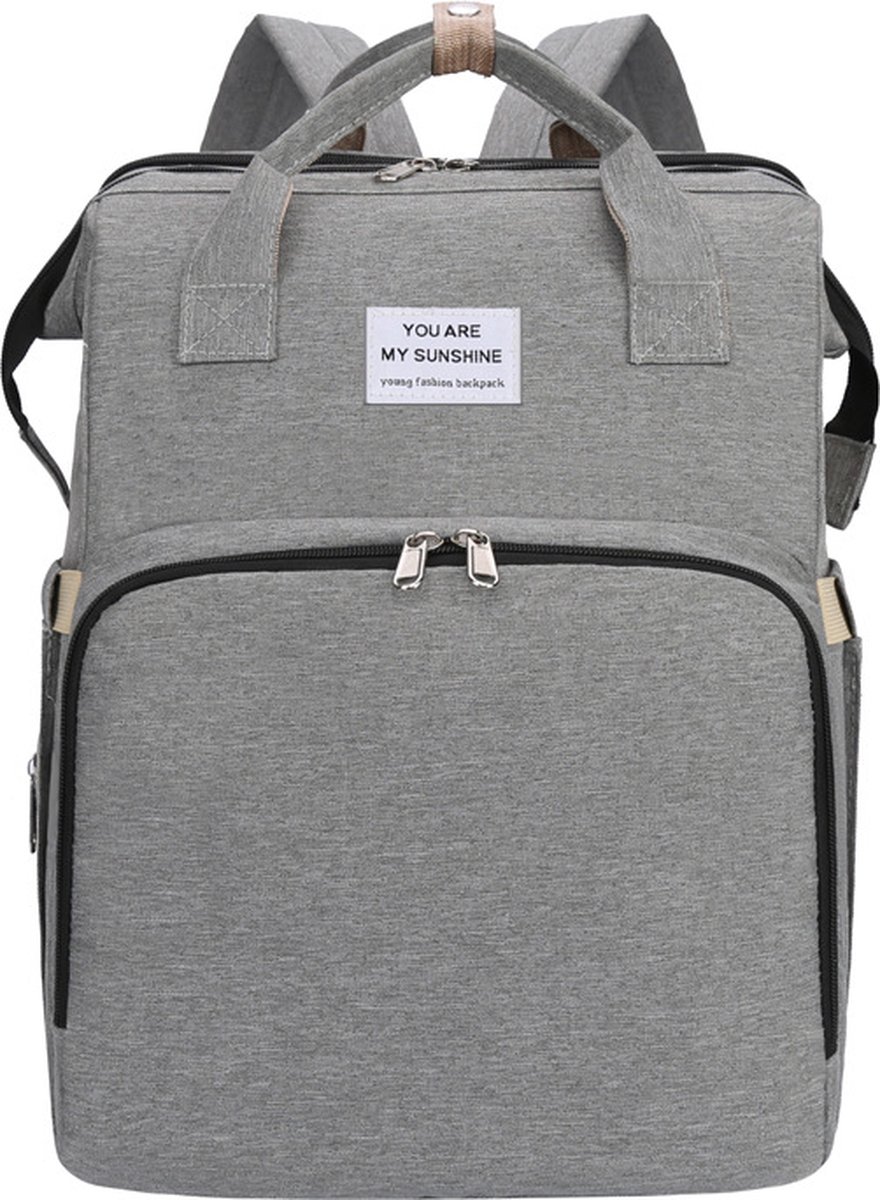 Image of 31*20*40cm Modieuze en casual 20L grote capaciteit rugzak mommy bag voor uitgaan, draagbaar opvouwbaar babybed, kan kinderwagen ophangen, moeder- en babytas