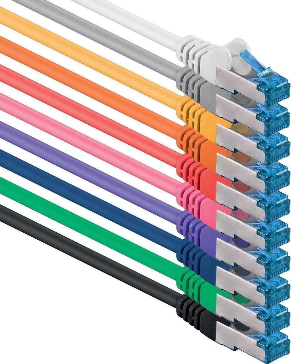 Image of 30 Meter CAT-6a Netwerkkabel Ethernet Kabel Lan Patch RJ-45 Stekker SFTP 10GB/s - 10 Stuks 10 Kleuren
