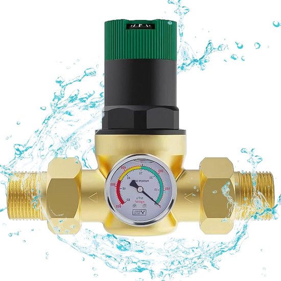 Régulateur de pression d'eau avec manomètre Raccord domestique 1/2 — free download