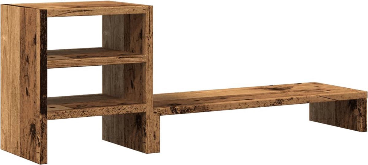 vidaXL - Monitorstandaard - met - bureau-organizer - hout - oud - houtkleurig