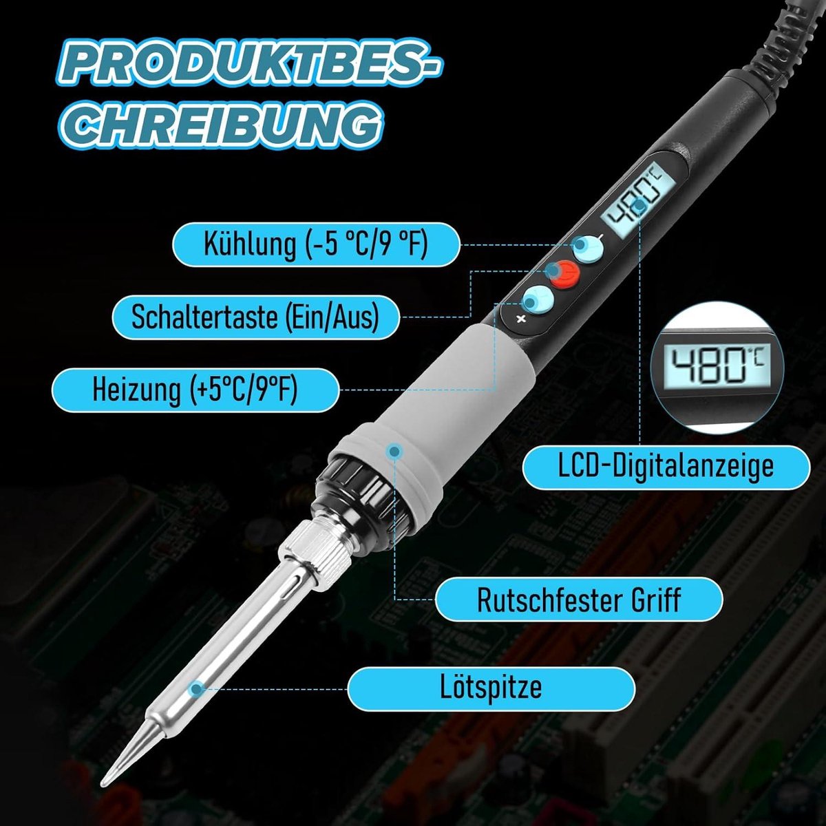 50W Soldeerbout met instelbare temperatuur - Pop Electronics