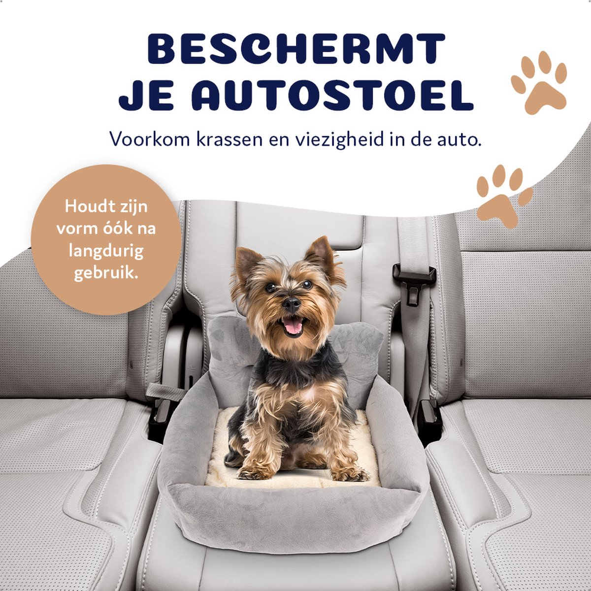 Pet Perfect Autostoel Hond met Gordel - Hondenmand Auto – Honden Autostoel -Automand Hond - Hondenstoel - Grijs – foto 6