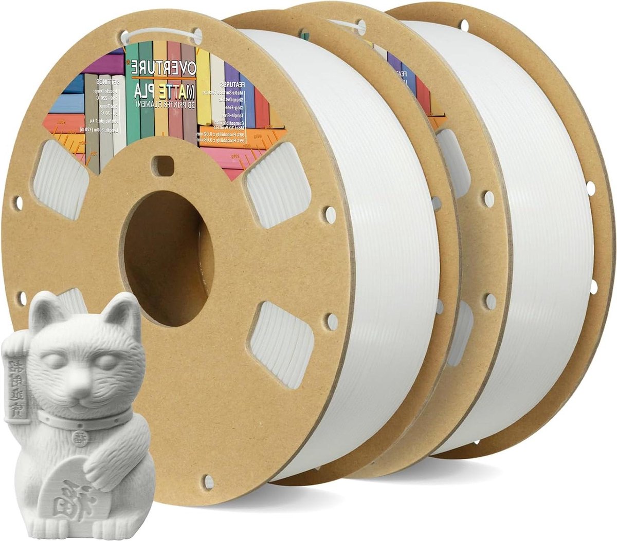 Matte PLA Filament 1.75mm 2kg Cardboard Spool White- 3D Printer Filament