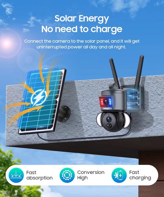 4G 4K Solar Camera - Geen wifi nodig - incl. 64gb SD kaart - Nachtzicht - Zonnepaneel - Draadloze beveiligingscamera - Securitycamera - 360 graden van Merkloos — afbeelding 4