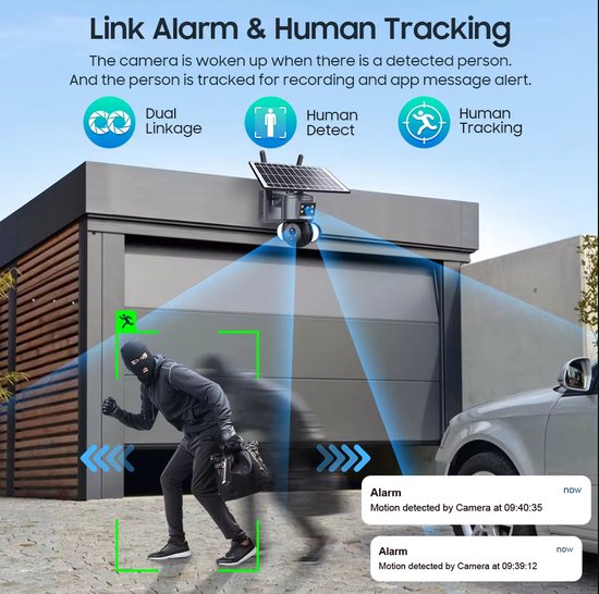 4G 4K Solar Camera - Geen wifi nodig - incl. 64gb SD kaart - Nachtzicht - Zonnepaneel - Draadloze beveiligingscamera - Securitycamera - 360 graden van Merkloos — afbeelding 3