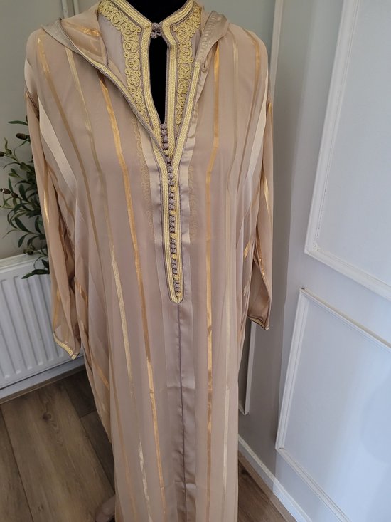 Foto: Jellaba 2 delig marokkaanse jurk met goud bewerkt kaftan caftan