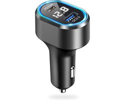 Caliber Autolader - Snellader - Autolader USB C - 12v USB Autolader - USB QC3.0 18W & USB C 30W - 48 Watt - 12/24Volt - LED met spanningsmeter (PS24)