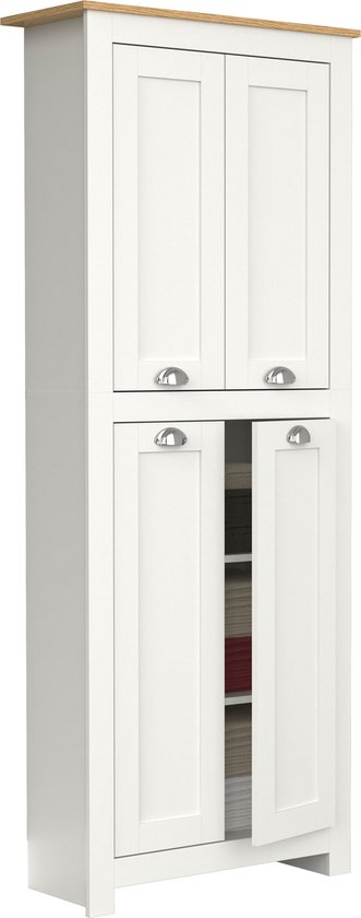 COSTWAY Multifunctionele Vintage Hal Kast met Verstelbare Plank