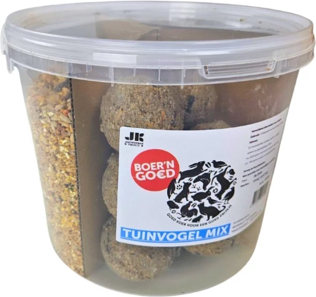 Tuinvogel Mix - Buitenvogelvoer - 5 Liter - Emmer met Strooivoer, Mezenbollen en Zonnebloempitten