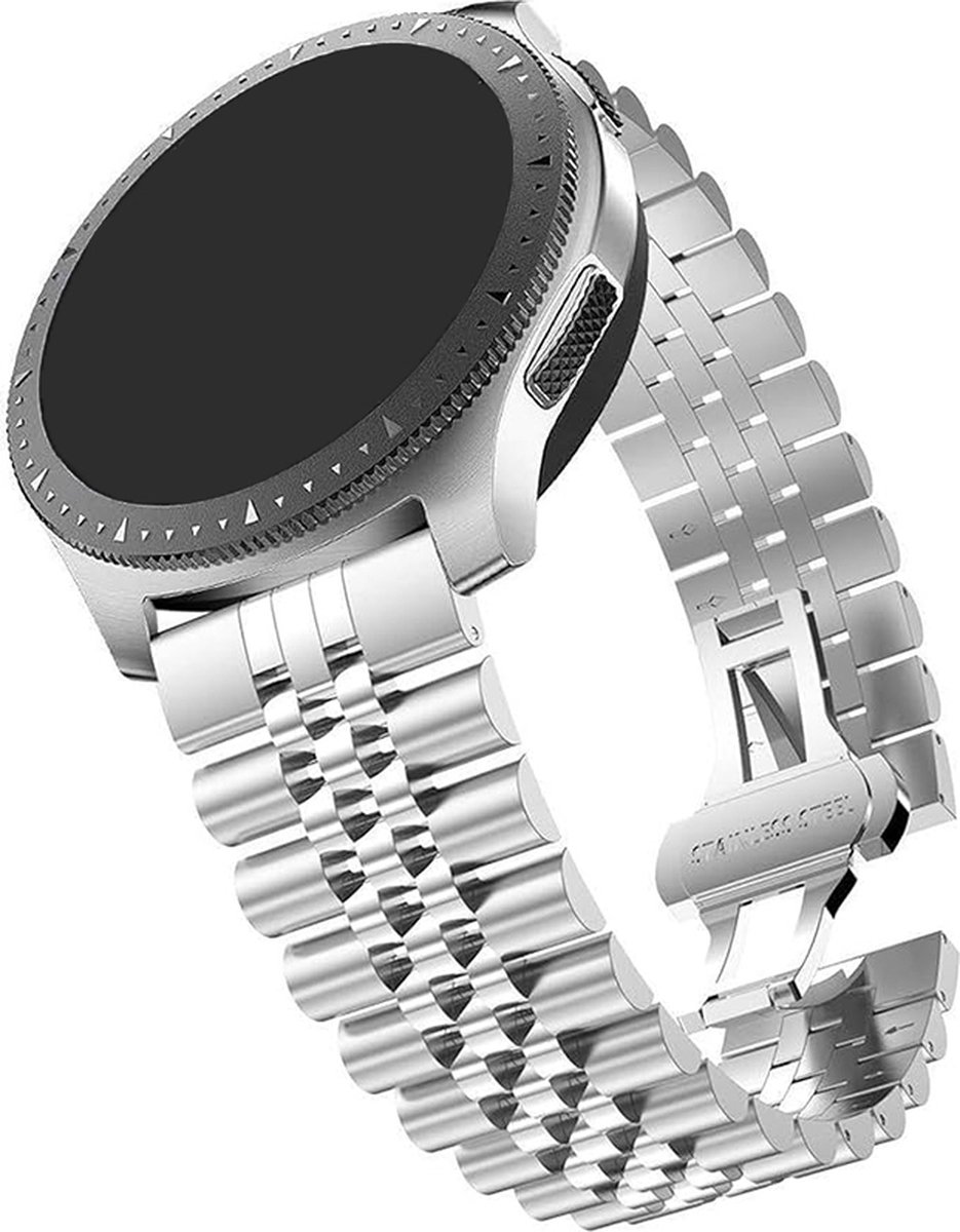 Stravo Jubilee Quick Release 20mm Metalen Horlogebandje - Zilver - Geschikt voor Samsung Galaxy Watch 3/4/5/6/7/Pro/Active 2, Garmin Forerunner/Venu 2 Plus/SQ, Polar Ignite/Unite, Huawei - Flexibel, Zacht en Ademend - Voor Mannen en Vrouwen